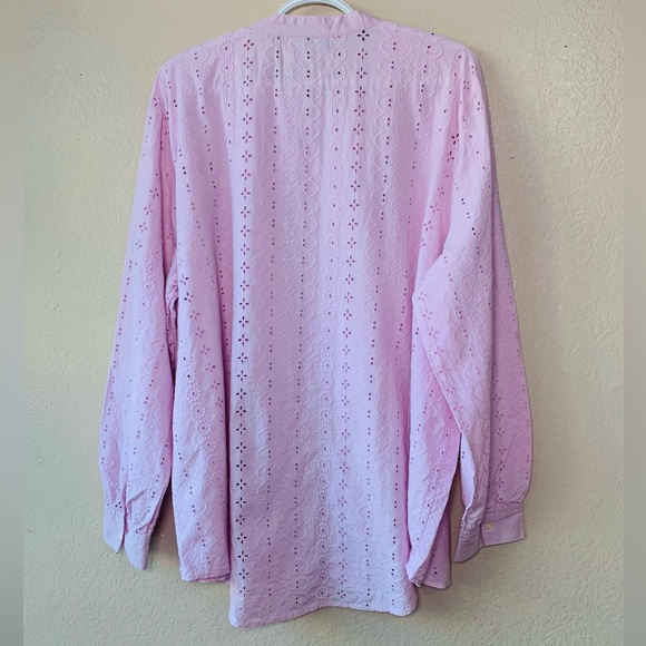 Style & Co. 2025 Cotton Pink Eyelet Embroidered CottageCore Blouse Size XXL - Picture 3 of 5